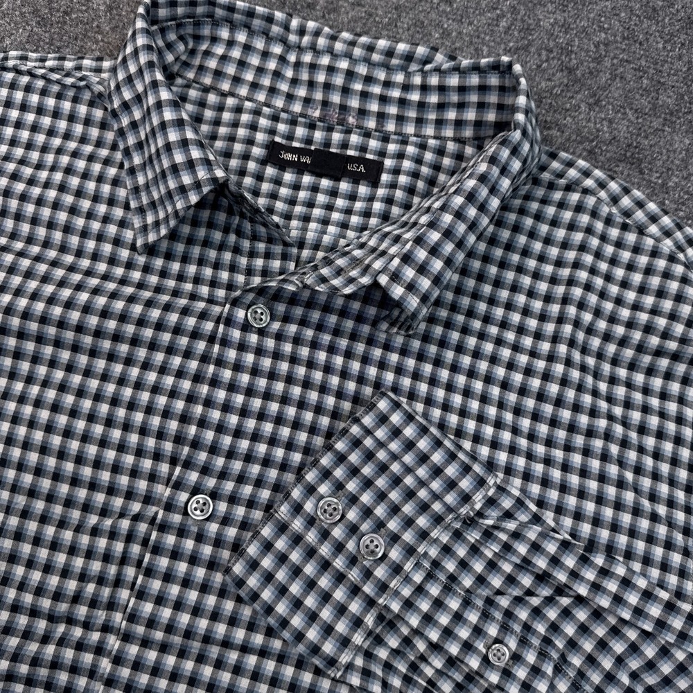 John Varvatos Button Up Shirt Mens Size Xl Check Plaid Long‎ Sleeve Casual